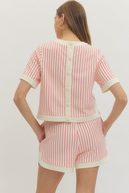 Simply Put Together Pink Stripe Knit Short