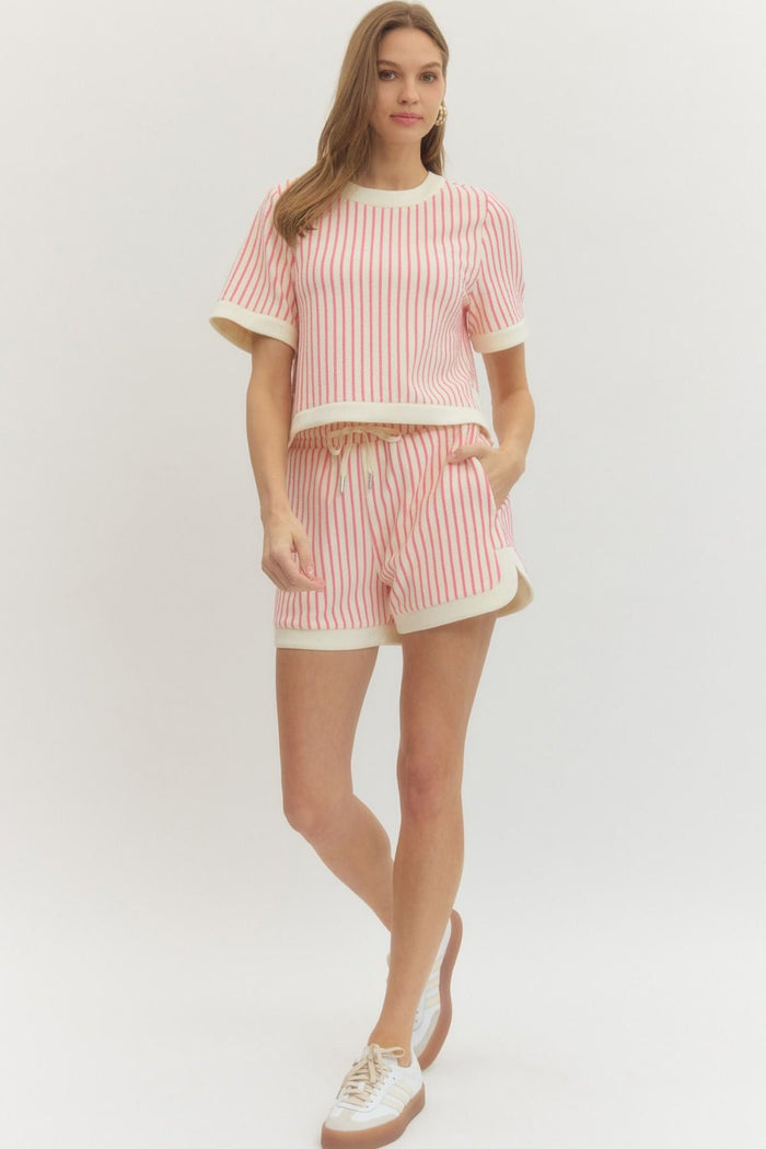 Simply Put Together Pink Stripe Knit Short