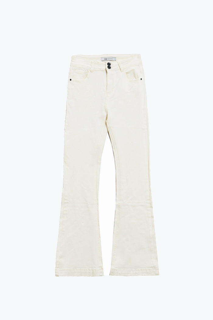 Skinny Flared Jeans With Double Button Detail in White - Coloured Jeans