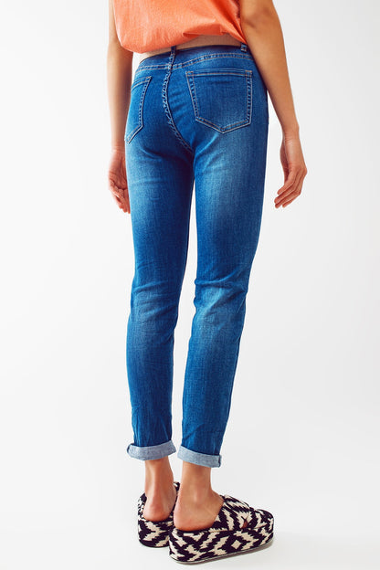 skinny jeans in mid wash - Denim