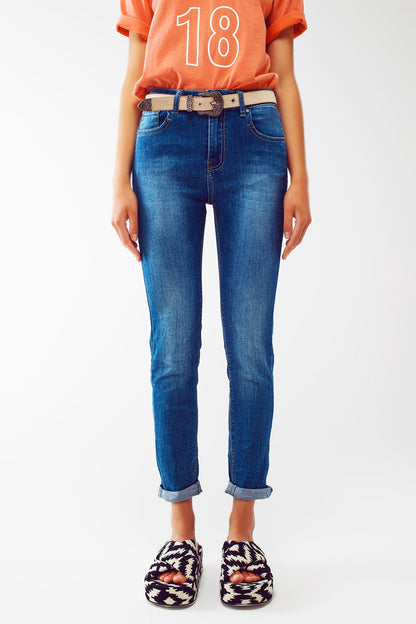 skinny jeans in mid wash - Denim