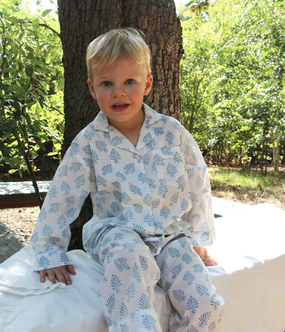 Sky Blue Leaf Pyjamas - Pajamas