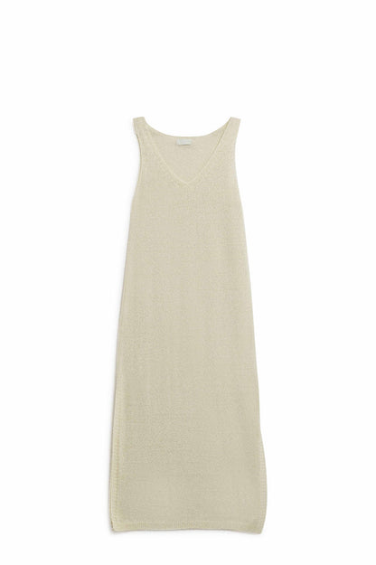Sleeveless Maxi White Dress With Side Slit - dress
