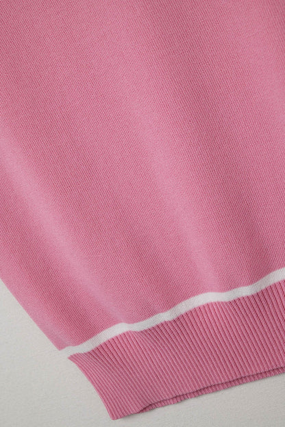 Sleeveless Sweater In Pink Featuring detail White Lines