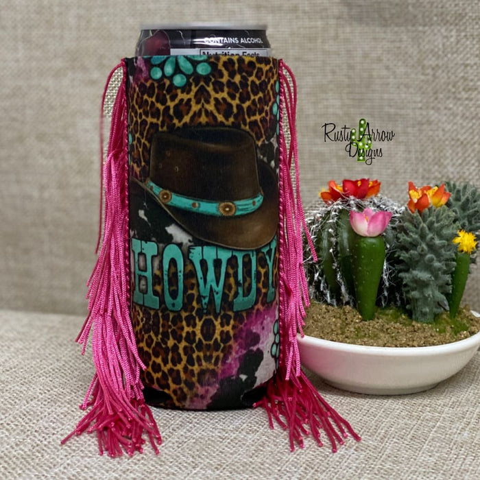 Slim Cowboy Hat Howdy Fringe Koozie - Koozie