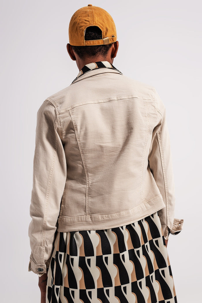 Slim denim trucker jacket in beige