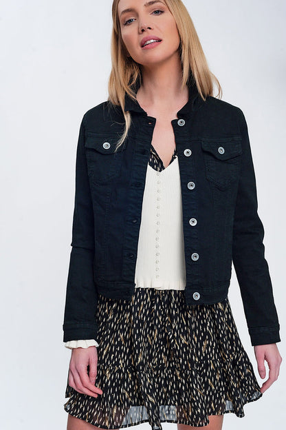 Slim denim trucker jacket in black