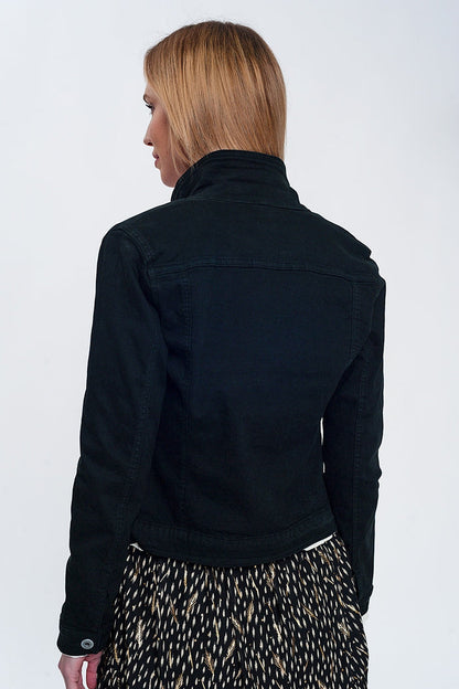 Slim denim trucker jacket in black