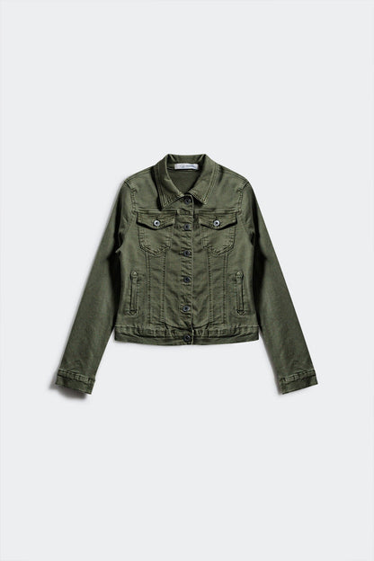 Slim denim trucker jacket in khaki