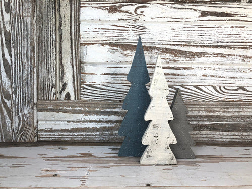 Snowy Wooden Tree Set