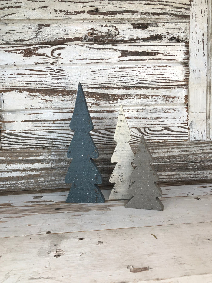 Snowy Wooden Tree Set