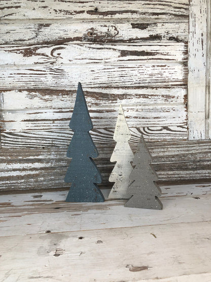 Snowy Wooden Tree Set