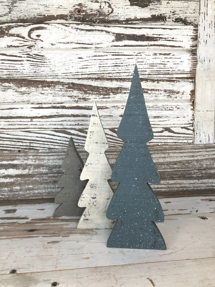 Snowy Wooden Tree Set