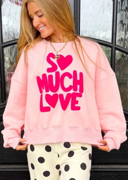 So Much Love Crop Sweatshirt - Light Pink