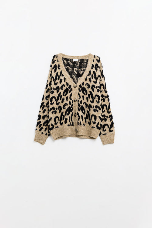 soft knit leopard print cardigan