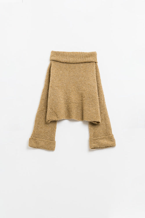 soft knitted high neck sweater in camel color