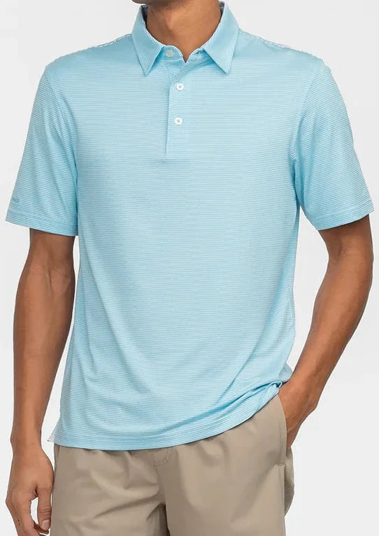 Southern Shirt Co Heather Madison Stripe Polo - Alaskan Blue