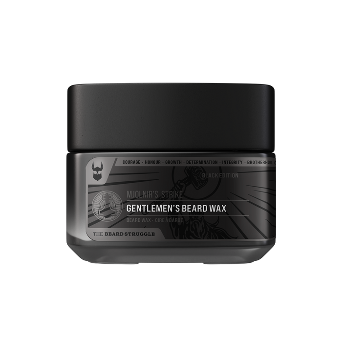 Special Reserve Beard Wax in Mjolnir's Strike scent. The Beard Struggle
