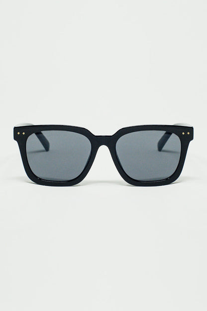 square bevel frame sunglasses in black