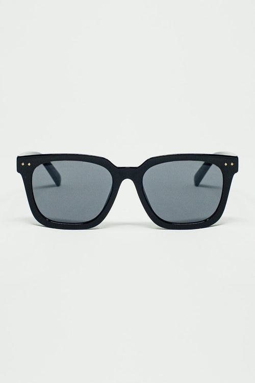square bevel frame sunglasses in black