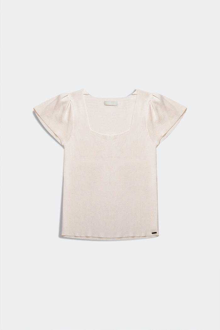 square neck puff sleeve sweater in cream