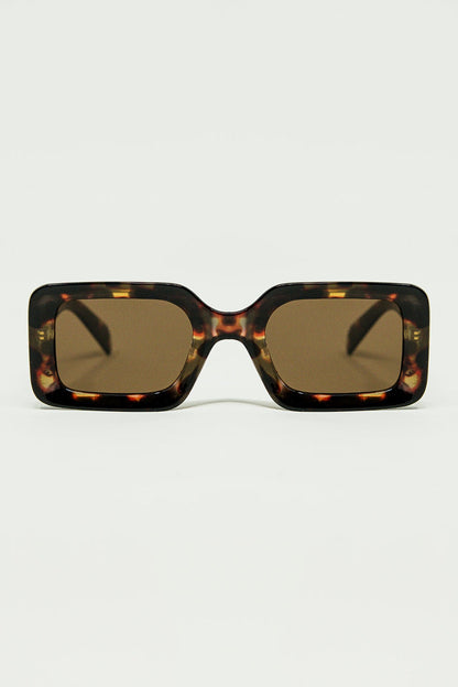 square sunglasses with brown abstract print