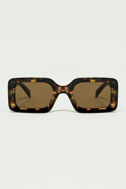 square sunglasses with brown abstract print
