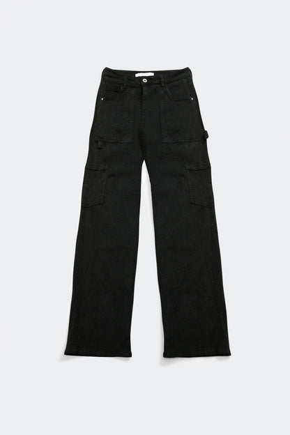 Straight Leg Cargo Pants in Black - Coloured Jeans