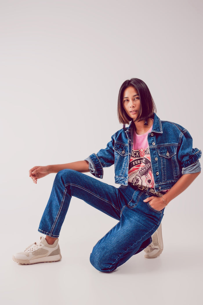 Straight leg jeans in thrift blue - Denim