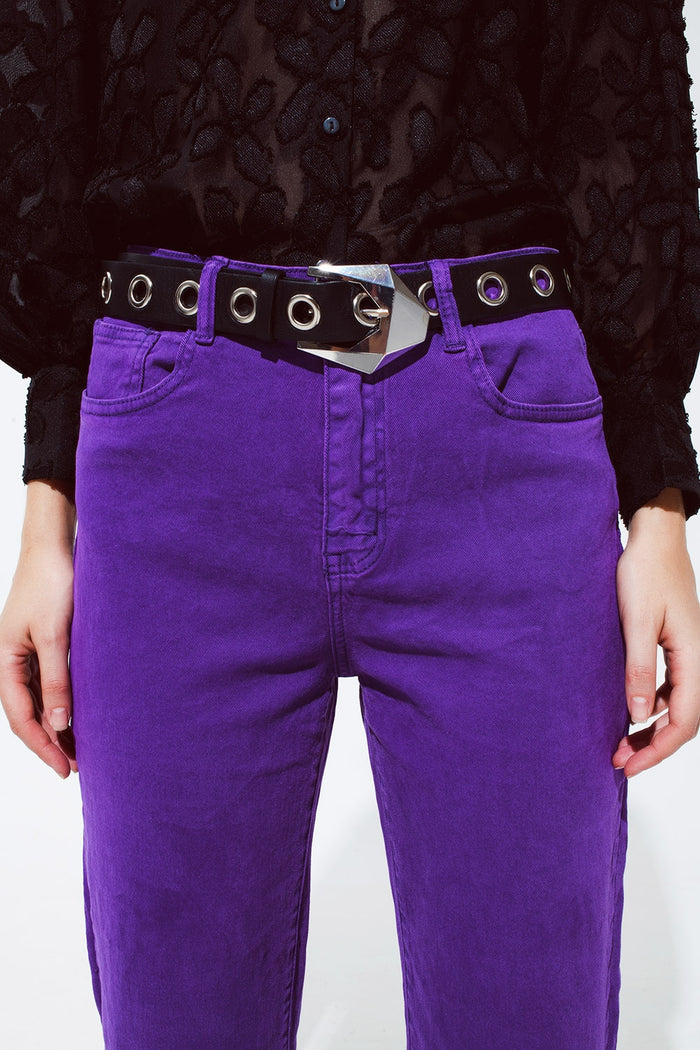 Straight Leg Jeans with Cropped Hem in purple - Coloured Jeans