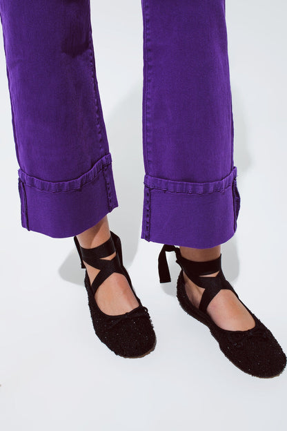 Straight Leg Jeans with Cropped Hem in purple - Coloured Jeans