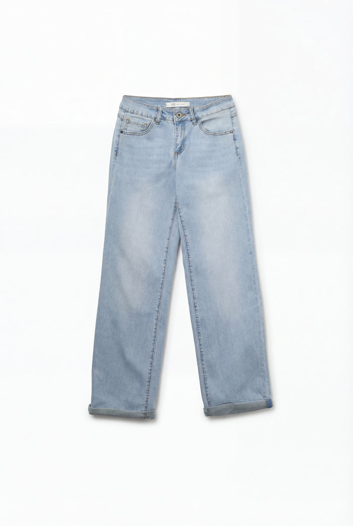Straight-Leg Light Blue Jeans - Denim