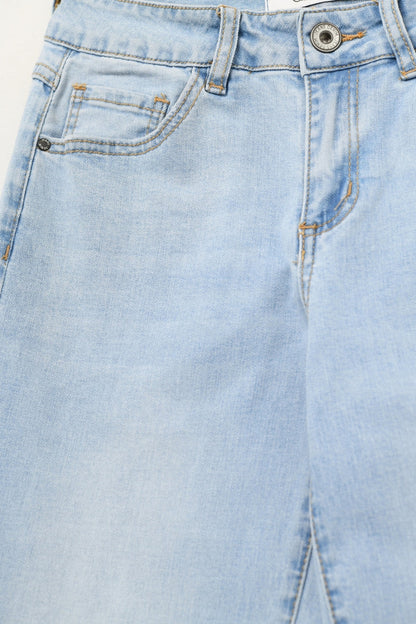 Straight-Leg Light Blue Jeans - Denim