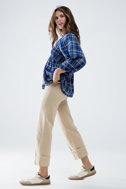 Straight leg Pants with cropped hem in dark beige - Coloured Jeans