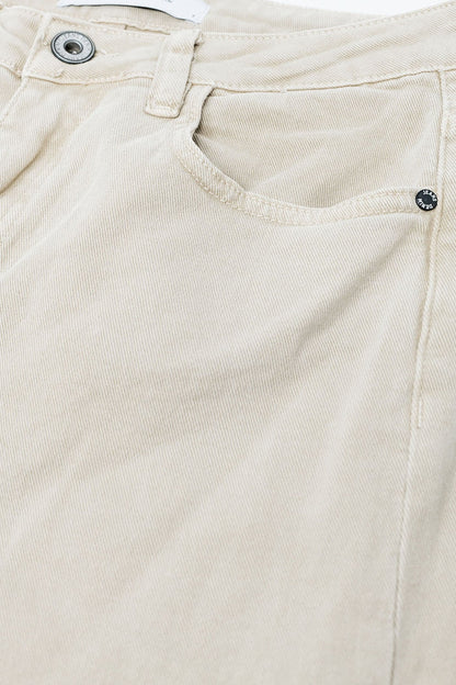 Straight leg Pants with cropped hem in dark beige - Coloured Jeans