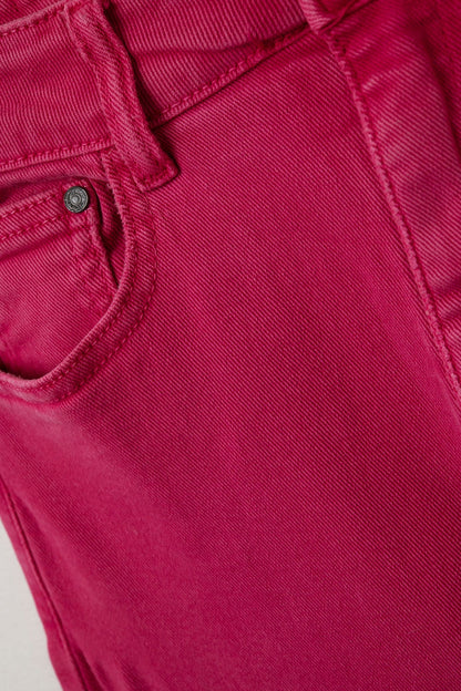 Straight leg Pants with cropped hem in magenta - Coloured Jeans