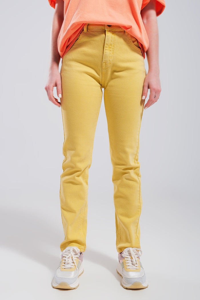 Stretch Cotton skinny jeans in yellow - Coloured Jeans