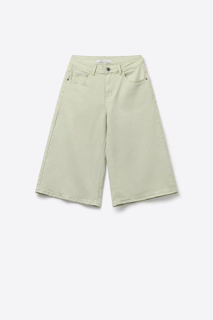 Stretch-denim Bermuda shorts in Mint Green - trousers