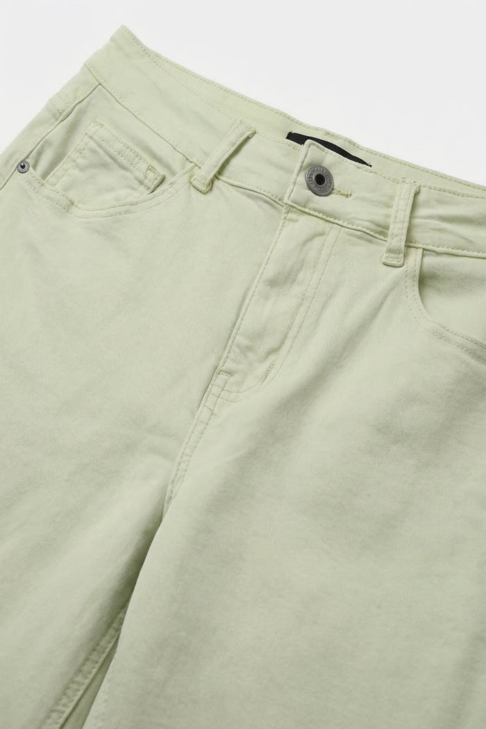 Stretch-denim Bermuda shorts in Mint Green - trousers