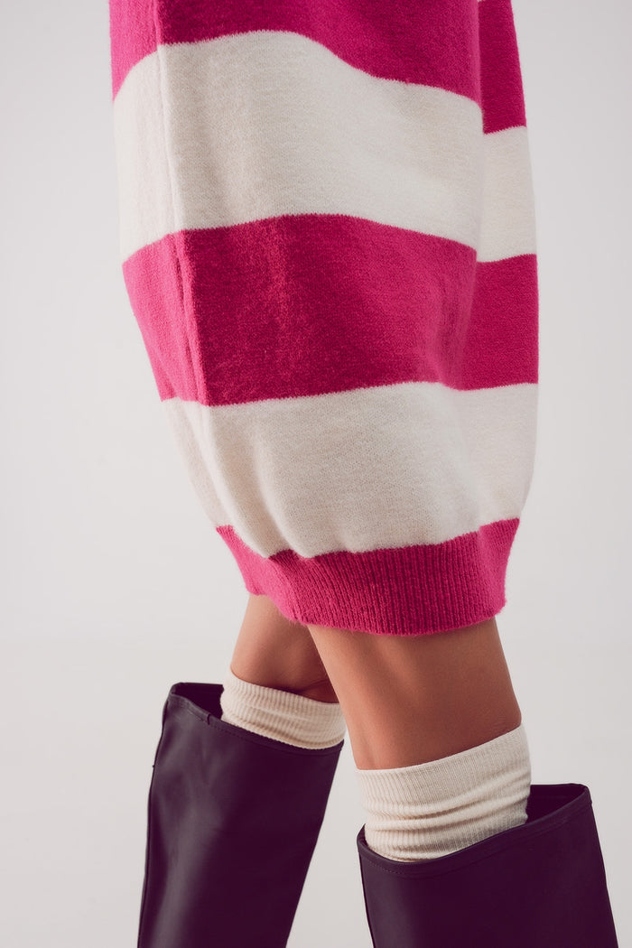 Stripe jumper dress in fuchsia - dress