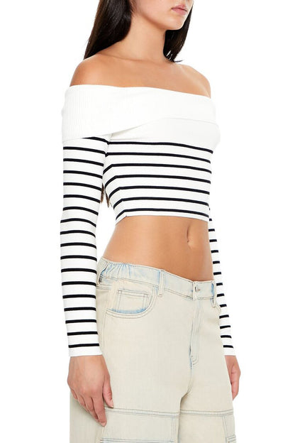 Striped Off-the-Shoulder Sweater