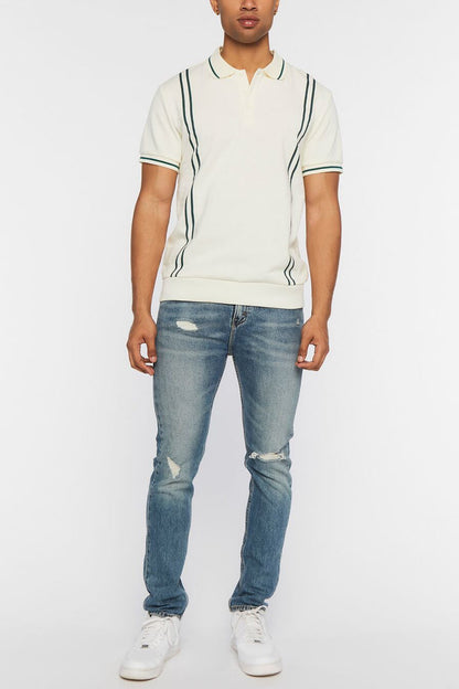 Striped-Trim Polo Shirt