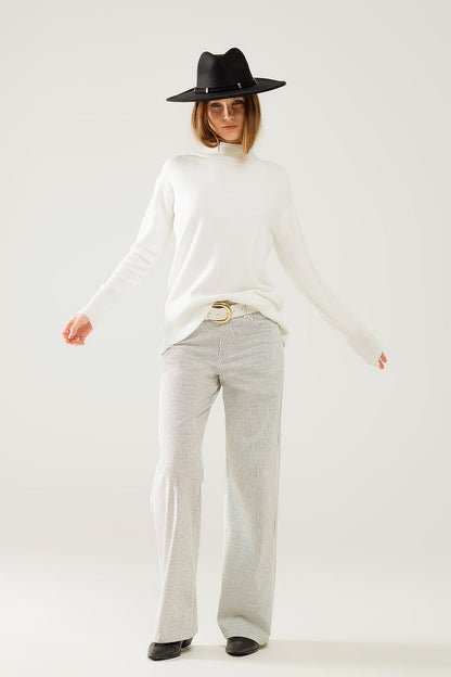 Striped trousers with a straight leg in a stretch fabric - trousers