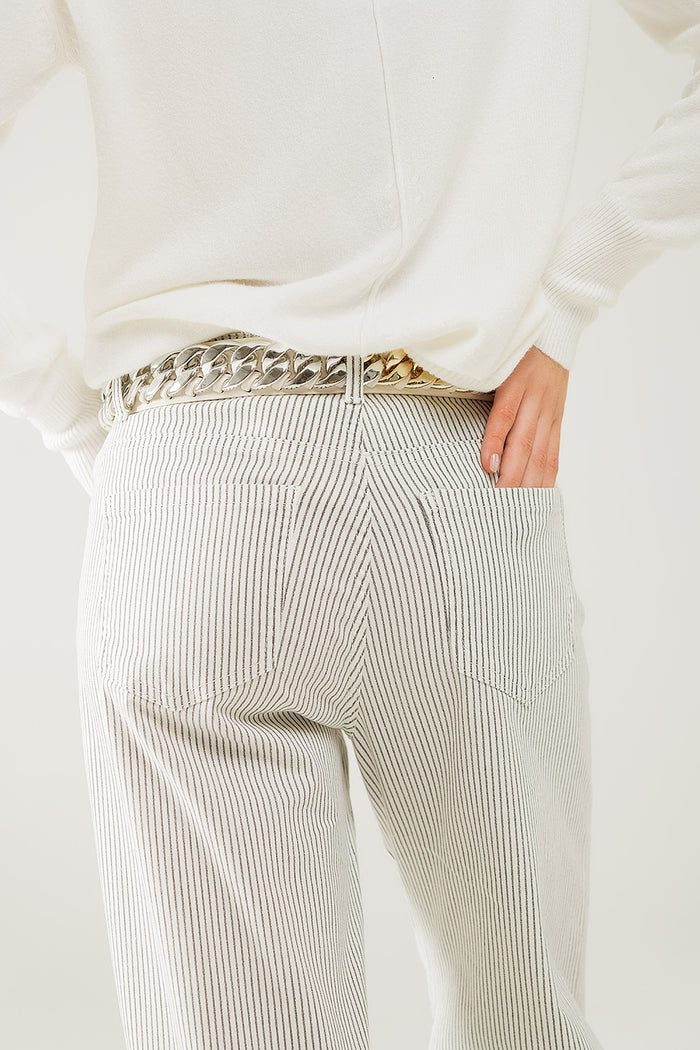 Striped trousers with a straight leg in a stretch fabric - trousers