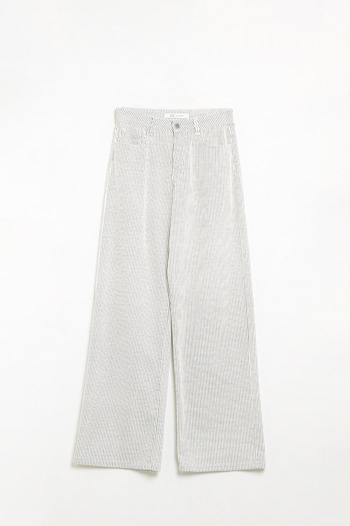 Striped trousers with a straight leg in a stretch fabric - trousers