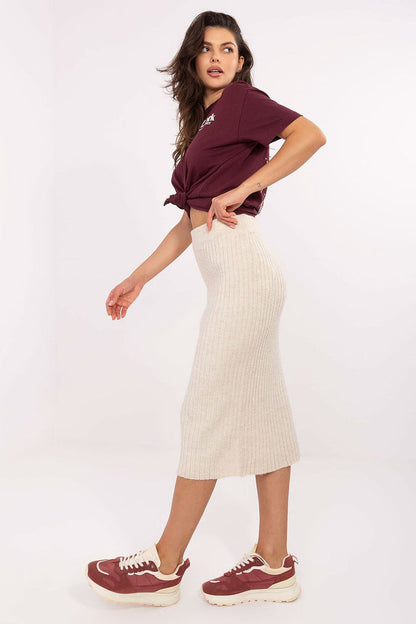 Sublevel Ribbed Black Midi Skirt for Effortless Style - Skirts