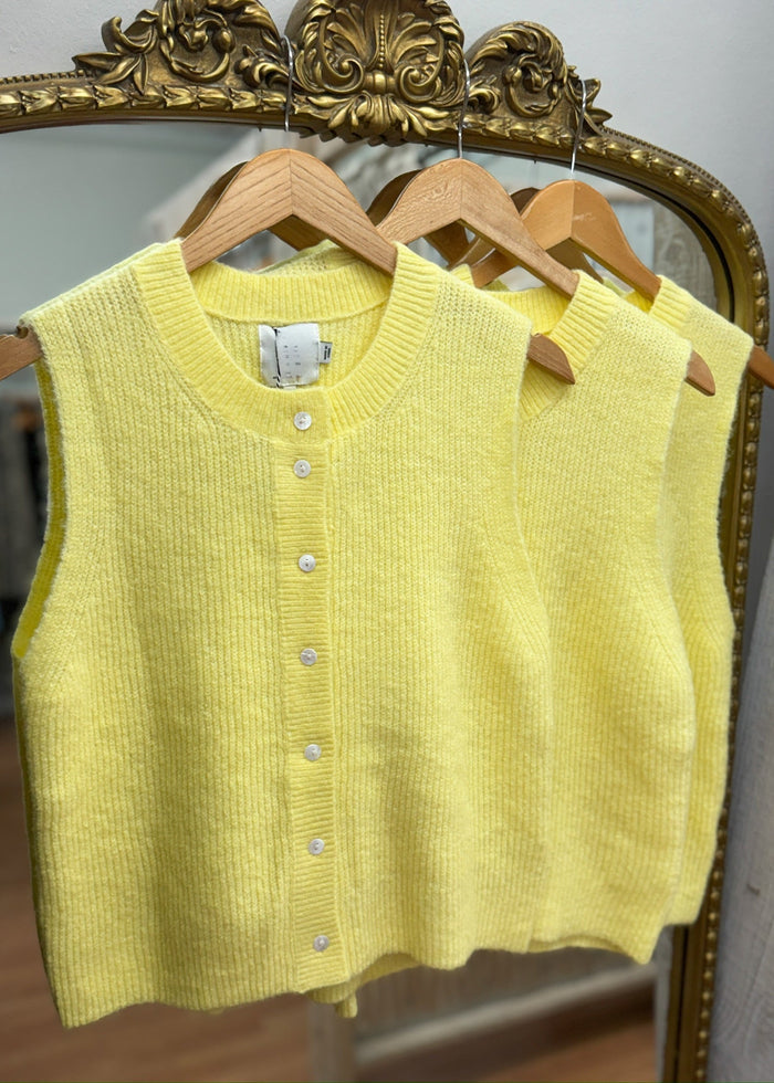 Sunny Days Knit Sleeveless Cardigan - Yellow