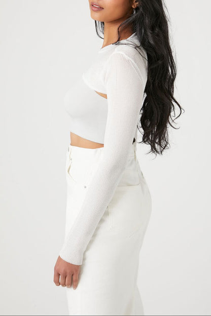 Super Cropped Sweater-Knit Top