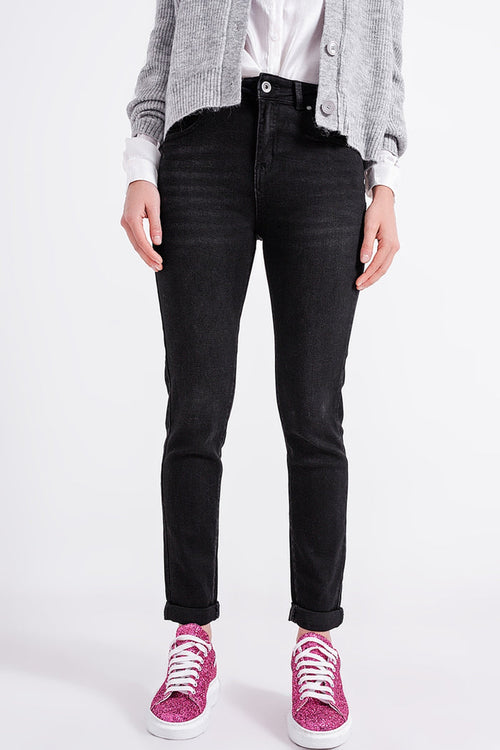 Super high rise skinny leg jeans in black - Coloured Jeans
