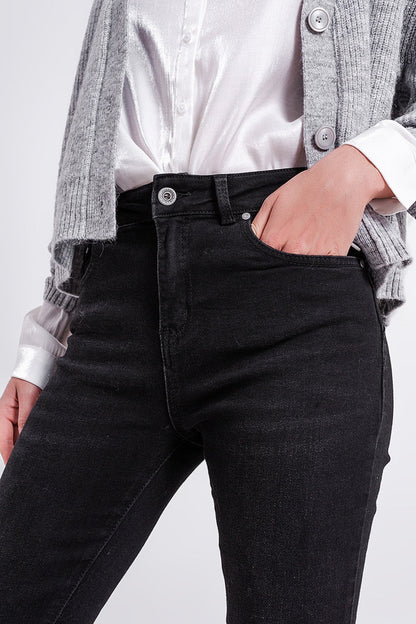 Super high rise skinny leg jeans in black - Coloured Jeans